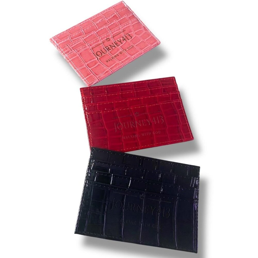 NEW - JOURNEY413 CROC LEATHER 4X3 CARD CASE WALLET 3 COLOR OPTIONS 1